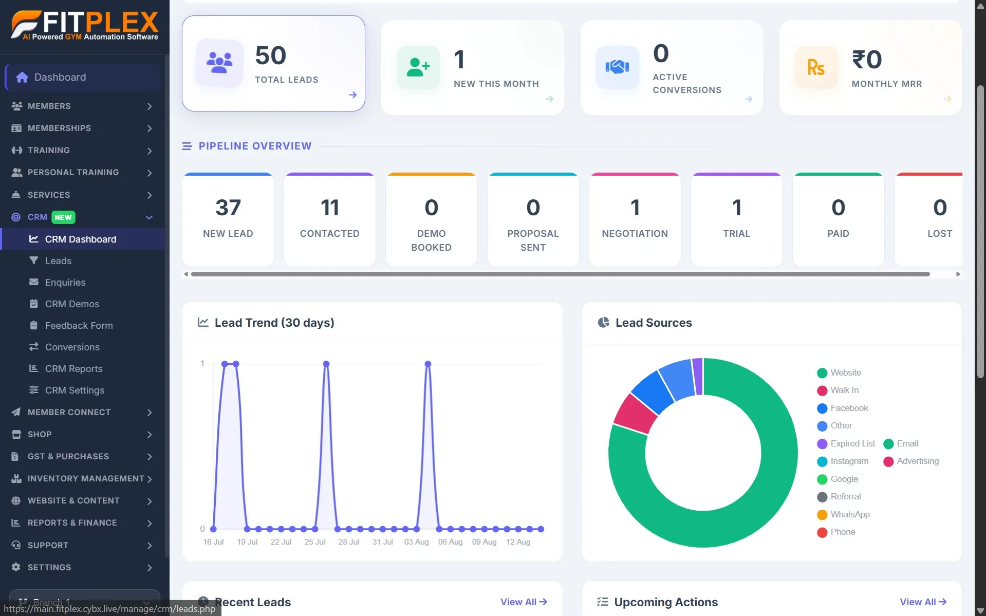 Fitplex Dashboard Screenshot 4